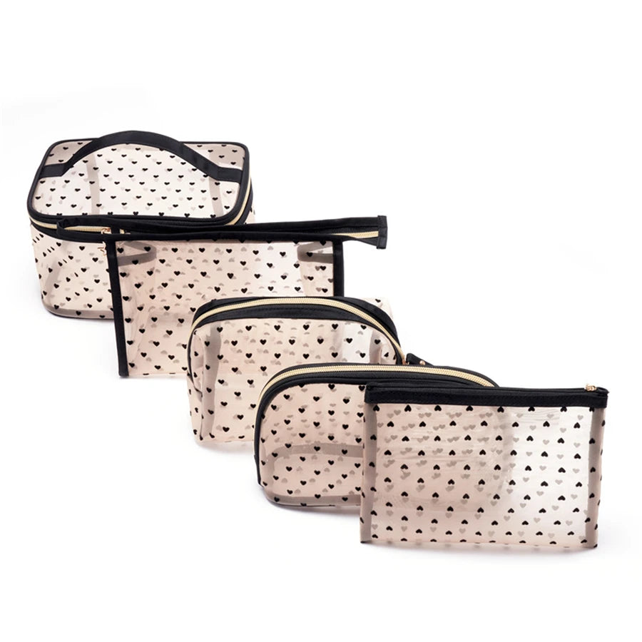set de neceseres de maquillaje de malla transparente